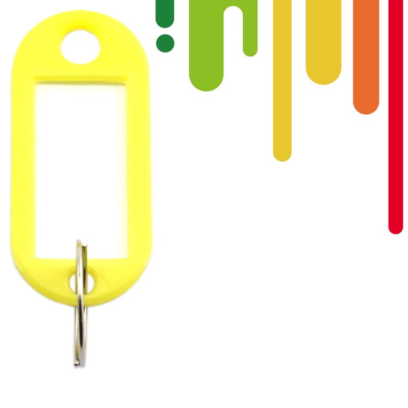 Lind Kitchen 40pcs Yellow Key Ring Label Tags Plastic Keys Holder and Identifier Name Number Address Information Label Card for Keys ID 5x2.2cm - Image 2